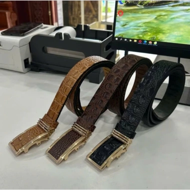 Thắt Lưng Nam Da Bò Dập Vân Cá Sấu Cao Cấp, Khóa Tự Động, Giá Ưu Đãi 156.750₫