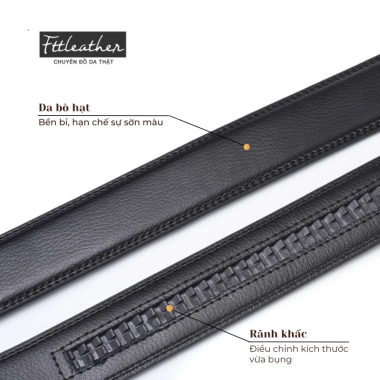 Thắt lưng nam da bò Fttleather, mặt trượt, chống xước, chính hãng 530k 5