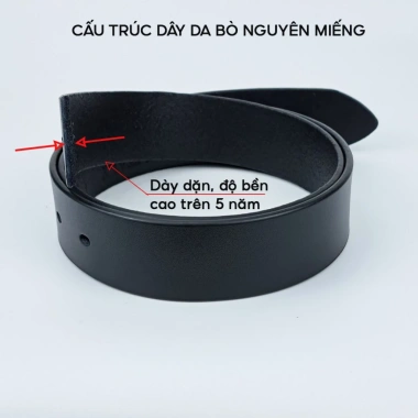 Thắt lưng nam da bò nguyên tấm 3.8cm đen, khóa cài, PQ Leather PL19, bảo hành 12 tháng, 239k
