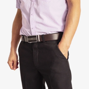 Thắt lưng nam da bò nguyên tấm Bụi Leather L111 màu nâu, khóa tăng tự động thép không gỉ, BH 12 tháng - 339k