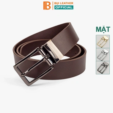 Thắt lưng nam da bò nguyên tấm Bụi Leather L113 màu nâu, khóa thép không gỉ, BH 12 tháng - Giá ưu đãi 366k
