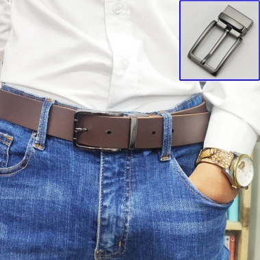 Thắt lưng nam da bò nguyên tấm Bụi Leather L113 màu nâu, khóa thép không gỉ, BH 12 tháng - Giá ưu đãi 366k