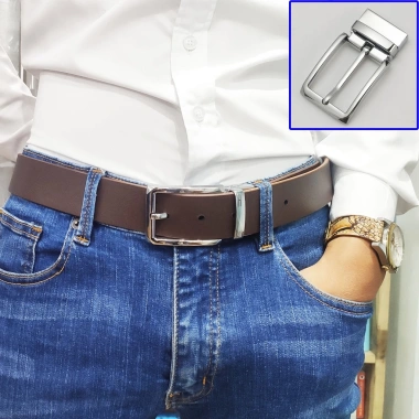 Thắt lưng nam da bò nguyên tấm Bụi Leather L113 màu nâu, khóa thép không gỉ, BH 12 tháng - Giá ưu đãi 366k