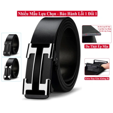Thắt Lưng Nam Da Bò VICENZO Khóa Tự Động Hợp Kim Chống Rỉ Bảo Hành 1 Đổi 1