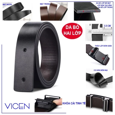 Thắt Lưng Nam Da Bò VICENZO Khóa Tự Động Hợp Kim Chống Rỉ Bảo Hành 1 Đổi 1