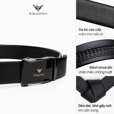 Thắt lưng nam da bò Williampolo POLO20.187-89 mặt khóa bạc kính - chính hãng, cao cấp, chỉ 579k 4