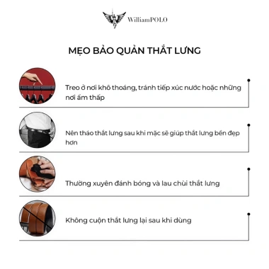 Thắt lưng nam da bò Williampolo POLO20.187-89 mặt khóa bạc kính - chính hãng, cao cấp, chỉ 579k 8