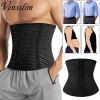 Thắt lưng nam đen giảm béo: Corset tập luyện, kiểm soát bụng, nén thoáng khí