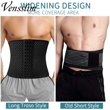 Thắt lưng nam đen giảm béo: Corset tập luyện, kiểm soát bụng, nén thoáng khí 4