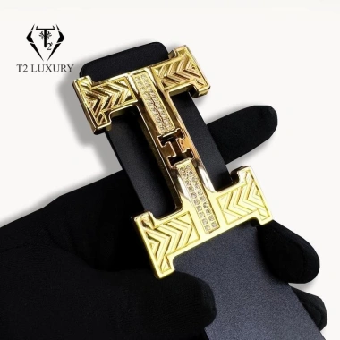 Thắt Lưng Nam Kim Tuyến Khóa Lỗ Mặt Chữ H Vàng Bóng Đá Lấp Lánh Dây Da Bò Sang Trọng - Giá 481.200₫