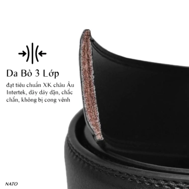 Thắt lưng nam Nato Platinum da bò, khóa tự động, sang trọng, trẻ trung 160k 7