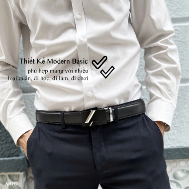 Thắt lưng nam Nato Platinum da bò, khóa tự động, sang trọng, trẻ trung 160k 8