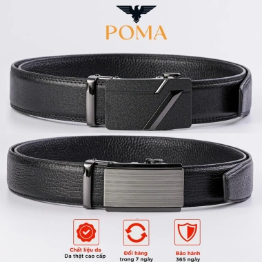 Thắt Lưng Nam POMA Da Bò 2 Lớp Khóa Tự Động PV1-PV4 Mặt Hợp Kim Bền - Giá 285k 2