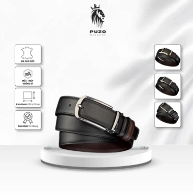 Thắt Lưng Nam PUZO Da Bò Nhân Tạo 2 Mặt Dây, Khóa Kim, Phối Đồ Dễ Dàng T30 - 179k