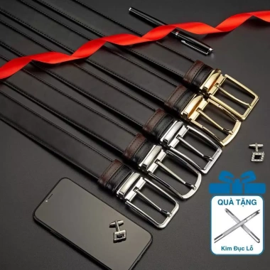Thắt Lưng Nam PUZO Da Bò Nhân Tạo 2 Mặt Dây, Khóa Kim, Phối Đồ Dễ Dàng T30 - 179k