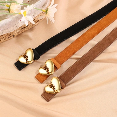 Thắt lưng nữ da lộn trái tim thời trang, khóa mịn, phù hợp áo khoác văn phòng - giảm còn 129.616 VND 2