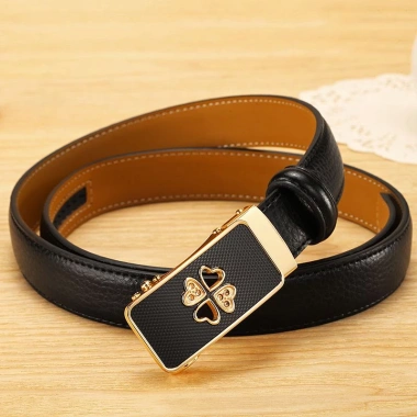 Thắt Lưng Nữ Da Thật Chính Hãng Khóa Tự Động Trắng Phối Jean Giao Nhanh 181k