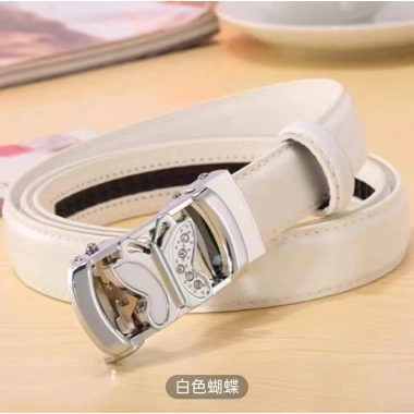 Thắt Lưng Nữ Da Thật Chính Hãng Khóa Tự Động Trắng Phối Jean Giao Nhanh 181k