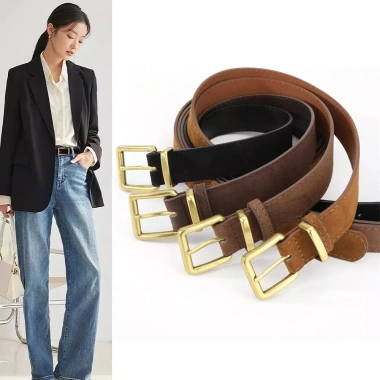 Thắt lưng nữ HYCEO da lộn đa năng, khóa chốt vàng 3,3cm, phụ kiện thời trang quần jean - Giá ưu đãi 102.300 VND 5