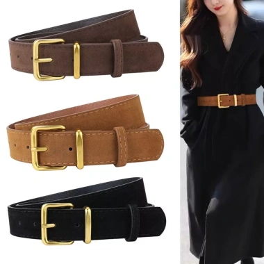 Thắt lưng nữ HYCEO da lộn đa năng, khóa chốt vàng 3,3cm, phụ kiện thời trang quần jean - Giá ưu đãi 102.300 VND 7