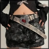 Thắt lưng nữ punk gothic da Y2K khóa trái tim đỏ đào, jean, giảm còn 88.880₫ 2