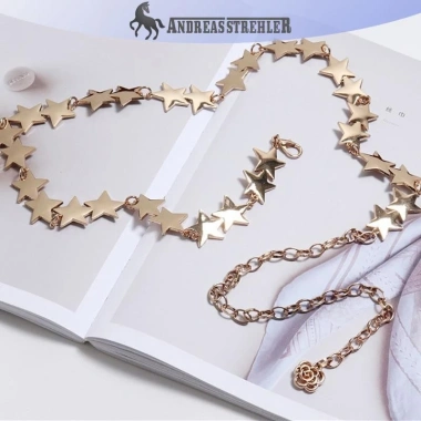 Thắt Lưng Nữ Vintage Onetimingfine Kim Loại Ngôi Sao Pentagram Dây Xích - 68.300₫ 2