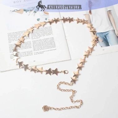 Thắt Lưng Nữ Vintage Onetimingfine Kim Loại Ngôi Sao Pentagram Dây Xích - 68.300₫ 4