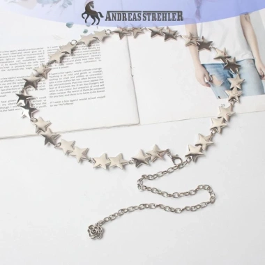 Thắt Lưng Nữ Vintage Onetimingfine Kim Loại Ngôi Sao Pentagram Dây Xích - 68.300₫ 5