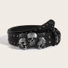 Thắt lưng punk skull da gothic đinh tán, điều chỉnh được, unisex 78.320₫ 2