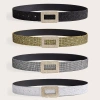 Thắt Lưng Sequin PU Rộng Khóa Vuông Kim Cương Phong Cách Punk Y2K cho Bé Gái 3
