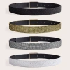Thắt Lưng Sequin PU Rộng Khóa Vuông Kim Cương Phong Cách Punk Y2K cho Bé Gái 5