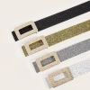 Thắt Lưng Sequin PU Rộng Khóa Vuông Kim Cương Phong Cách Punk Y2K cho Bé Gái 6
