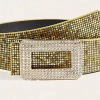 Thắt Lưng Sequin PU Rộng Khóa Vuông Kim Cương Phong Cách Punk Y2K cho Bé Gái 7