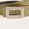 Thắt Lưng Sequin PU Rộng Khóa Vuông Kim Cương Phong Cách Punk Y2K cho Bé Gái 8
