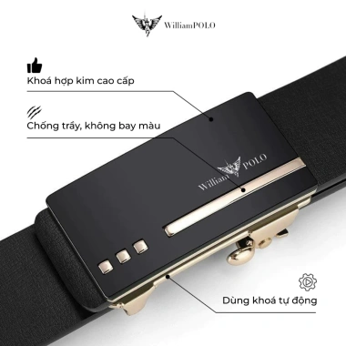 Thắt lưng Williampolo da bò nam, khóa đen vàng sang trọng - Giá ưu đãi 329.000 VNĐ 3