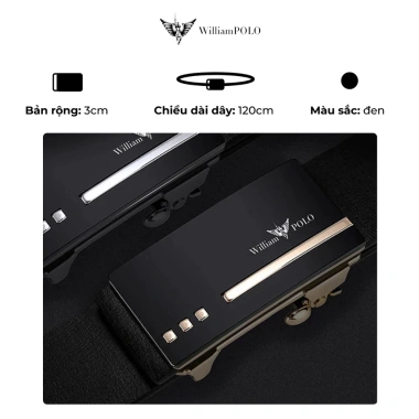 Thắt lưng Williampolo da bò nam, khóa đen vàng sang trọng - Giá ưu đãi 329.000 VNĐ 4