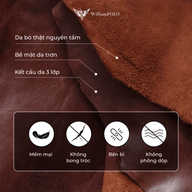Thắt lưng Williampolo da bò nam, khóa đen vàng sang trọng - Giá ưu đãi 329.000 VNĐ 6