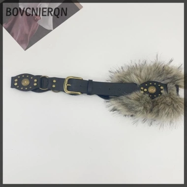 Thắt lưng Y2K Vintage Tn Punk kim loại sang trọng, đính lông thú, phù hợp jean - 154.660₫