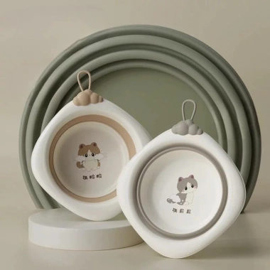 Thau Chậu Gấp Gọn Silicone Cho Bé Hình Mèo Đáng Yêu: Tiết Kiệm Không Gian, Giá 55.000₫ 4