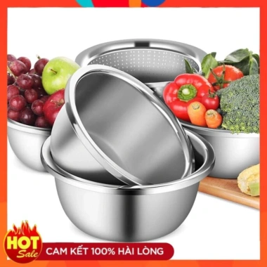 Thau chậu sâu lòng inox 304 siêu dày đa size 18-40cm, bát trộn bột inox - Giá chỉ 25.000đ