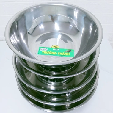 Thau inox Trường Thành cao cấp dày nặng bền đẹp, kích thước 16‑38cm, chỉ 27,5k