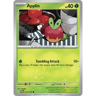 Thẻ bài Pokemon EN Applin 017/167 Twilight Masquerade giá chỉ 9.000 VNĐ