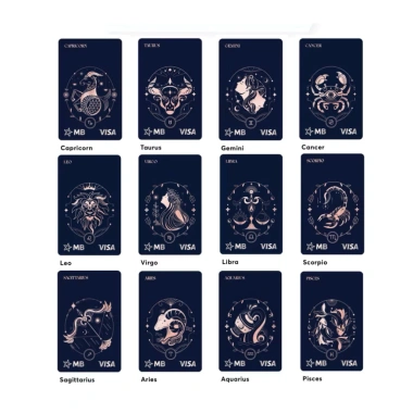 Thẻ Em Bi Hi Visa Collection - Bộ sưu tập 12 mẫu cung hoàng đạo, giá 77.000 VNĐ