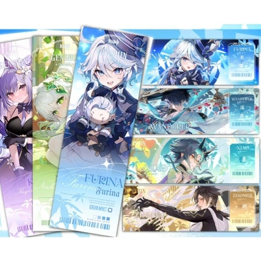 Thẻ Genshin Impact 2 mặt 21x7cm Bling - Ticket Furina Nahida Zhongli Yaemiko Hutao Xiao Ganyu - Giá 10.000đ
