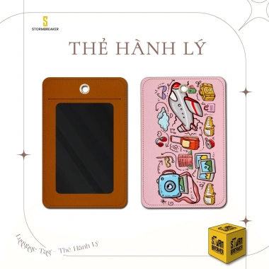Thẻ hành lý da STORMBREAKER Pink Travel - Tag treo vali, cặp sách balo màu đen‑nâu, giá ưu đãi 115k