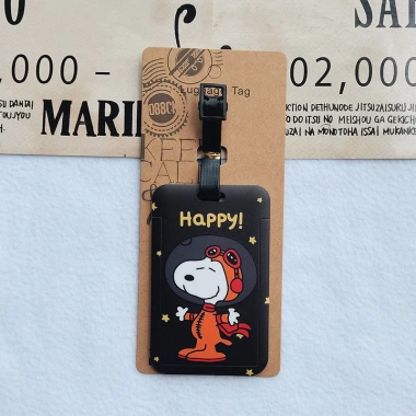 Thẻ Hành Lý Vỏ Cứng Snoopy Charlie Puppy - Kéo Thẻ Máy Bay, Dây Chuyền Tên 0KEA