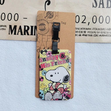 Thẻ Hành Lý Vỏ Cứng Snoopy Charlie Puppy - Kéo Thẻ Máy Bay, Dây Chuyền Tên 0KEA