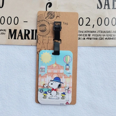 Thẻ Hành Lý Vỏ Cứng Snoopy Charlie Puppy - Kéo Thẻ Máy Bay, Dây Chuyền Tên 0KEA