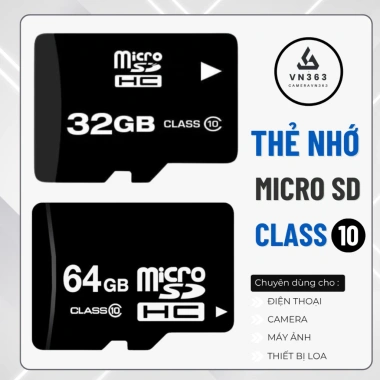 Thẻ nhớ MicroSD Class 10 đa năng 64GB – Tốc độ cao, tương thích camera, điện thoại, máy tính bảng – Giá 249.000₫
