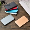 Thẻ RFID Ngoài Trời Ví chống trộm nhôm hợp kim, hộp tự động bật lên, bảo vệ thẻ ID nam nữ